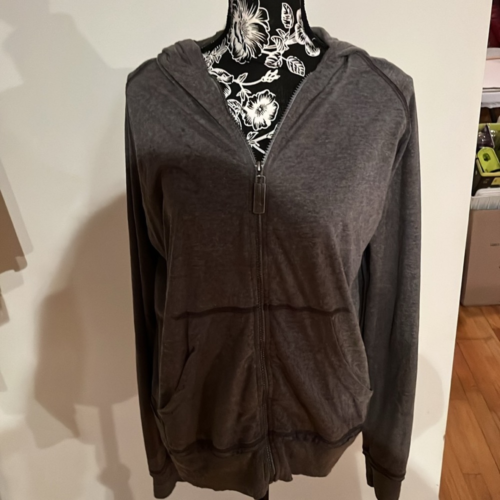 Paper Denim & Cloth size large menās grey zip front oversized hoody,unisex